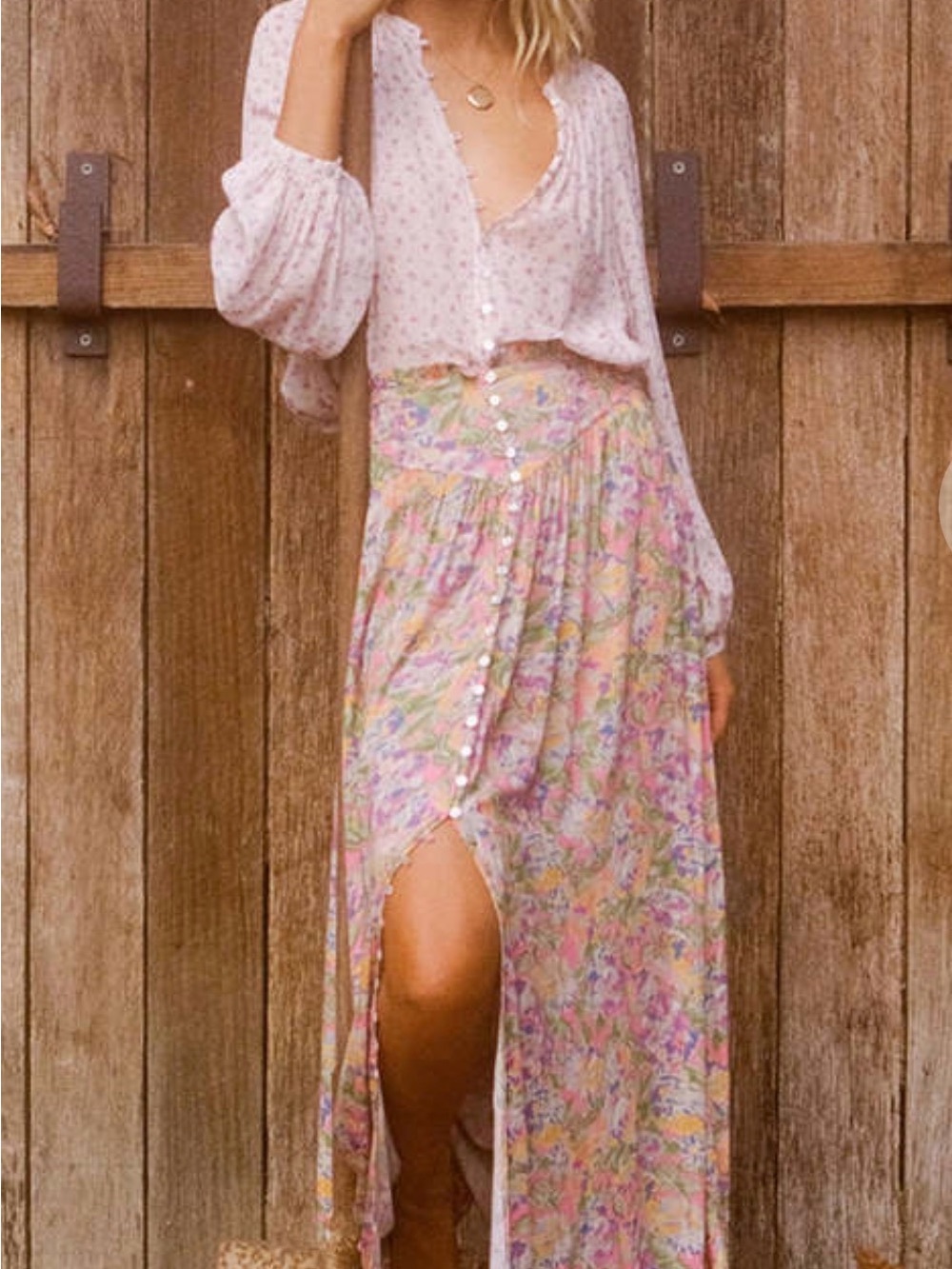 SPELL Dolly High Waisted Skirt Popsicle Floral Maxi S